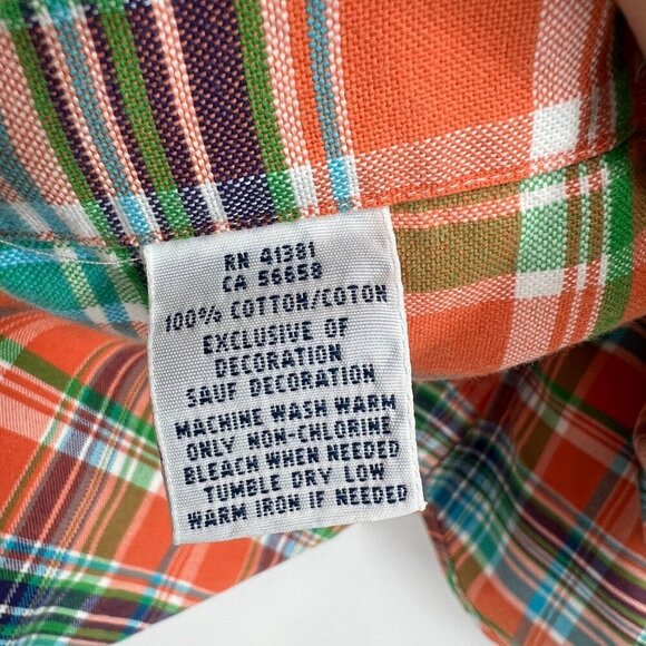 Polo Ralph Lauren Shirt Blue orange plaid Check colored embroidered Pony Mens si - Picture 10 of 11